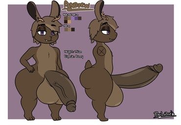 anthro balls big_balls big_bulge big_ears big_penis brown_hair bulge clothing eyebrow_through_hair eyebrows eyelashes eyeshadow fangs fur genitals hair horn huge_penis humanoid_genitalia humanoid_penis looking_at_viewer makeup male multicolored_body multicolored_fur nude nude_male penis penis_bigger_than_head purple_eyes rabbit_ears shortstack shortstack_male simple_background simple_coloring size_difference small_but_hung smaller_male smile solo tail teeth text translucent translucent_hair two_tone_body two_tone_fur raylopez andrew_(raylopez) lagomorph leporid mammal rabbit 2025 character_name digital_drawing_(artwork) digital_media_(artwork) english_text hi_res model_sheet