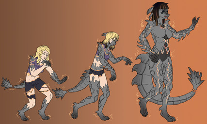 after_transformation anthro blonde_hair body_size_growth breasts burning clothed clothing female fire gradient_background growth hair human_to_anthro lava mid_transformation rock simple_background size_difference size_transformation solo species_transformation tail three_frame_sequence transformation transformation_sequence kiri-anko mythology dragon human hybrid mammal mythological_creature mythological_scalie scalie 5:3 hi_res sequence
