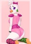 anthro beak beakstick big_breasts breasts butt clothed clothing ear_piercing ear_ring female fur furgonomics hair lipstick looking_at_viewer machine makeup piercing purple_eyes ring_piercing simple_background smile solo thick_thighs white_body white_fur dmoon five_nights_at_freddy's five_nights_at_freddy's:_security_breach scottgames steel_wool_studios glamrock_chica animatronic avian bird chicken galliform gallus_(genus) mammal phasianid robot 2023 absurd_res digital_media_(artwork) hi_res