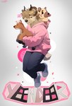 anthro antlers birthday clothed clothing fur hair horn male plushie simple_background smile solo spots tail teeth white_background tem1tem migurayki_(character) deer hybrid hyena mammal spotted_hyena absurd_res digital_drawing_(artwork) digital_media_(artwork) hi_res