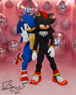 annoyed anthro black_body blue_body chest_fur clothing duo footwear gesture gloves green_eyes hand_gesture handwear looking_at_viewer male one_eye_closed red_eyes selfie shoes v_sign white_clothing white_gloves white_handwear wink winking_at_viewer domizoni kabalmystic_(modeler) sega sonic_the_hedgehog_(series) shadow_the_hedgehog sonic_the_hedgehog eulipotyphlan hedgehog mammal 2025 3d_(artwork) 4:5 blender_(artwork) digital_media_(artwork) hi_res
