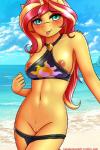 2018 2:3 absurd_res anthro areola beach bikini blush breasts clothing cloud digital_media_(artwork) equestria_girls equid equine eyelashes female fur genitals hair hasbro hi_res horn innie_pussy long_hair looking_at_viewer mammal multicolored_hair my_little_pony mythological_creature mythological_equine mythology navel nipples outside pussy seaside solo sunset_shimmer_(eg) swimwear text tongue tongue_out twistedscarlett60 two-piece_swimsuit two_tone_hair unicorn url water