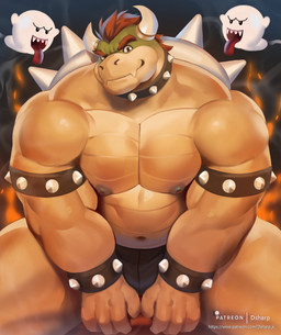 2_horns anthro armband barazoku belly big_muscles black_background bracelet bulge clothing collar eyebrows fire group hair horn huge_muscles jewelry looking_at_viewer male musclegut muscular muscular_anthro muscular_male navel nipples open_mouth pecs sharp_teeth shell simple_background sitting smile smoke solo_focus spiked_armband spiked_bracelet spiked_collar spiked_shell spikes spikes_(anatomy) teeth text thick_thighs thong tongue tongue_out trio underwear dsharp_k mario_bros nintendo bowser boo_(mario) ghost koopa scalie spirit 2021 absurd_res hi_res huge_filesize url