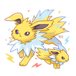 ambiguous_gender blush blush_lines feral fur paws purple_eyes simple_background solo yellow_body yellow_fur nekogyo122 nintendo pokemon eeveelution generation_1_pokemon jolteon pokemon_(species) 1:1 2026 hi_res signature