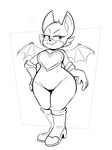 anthro big_breasts biped breasts clothing female footwear gloves handwear high_heels pear-shaped_figure shoes simple_background solo standing thick_thighs white_background wide_hips wings ridiculouscake sega sonic_the_hedgehog_(series) rouge_the_bat bat mammal 2025 full-length_portrait hi_res monochrome portrait