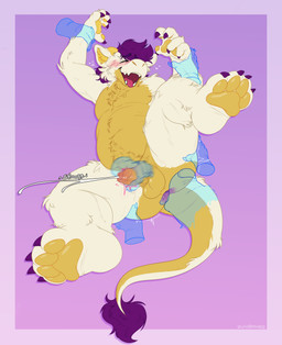 anal anthro anus balls bodily_fluids butt claws cum cumshot disembodied_hand ejaculation foreskin fur genital_fluids genitals ghost_hand handjob handjob_while_rimming hands_everywhere horn looking_pleasured male oral orgasm overweight pawpads paws penile penis penis_milking pink_tongue reach_around rimming sex solo spread_legs spreading tail tongue tongue_out unretracted_foreskin white_body white_fur wrist_grab yellow_body yellow_fur duckbrained mythology belmo dragon furred_dragon furred_scalie mythological_creature mythological_scalie scalie absurd_res hi_res