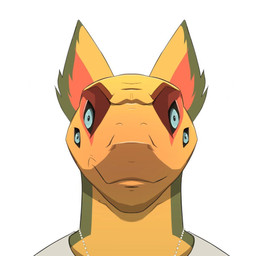 4_eyes anthro blue_eyes clothing ears_up jewelry looking_at_viewer male multi_eye multicolored_body necklace shirt simple_background smile smiling_at_viewer smirk smirking_at_viewer solo topwear white_clothing white_shirt white_topwear mangoyena gemini_the_sergal sergal headshot_portrait portrait