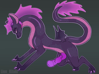 claws dark_body erection feral genitals glistening glistening_body horn male membrane_(anatomy) membranous_wings penis pink_eyes solo spread_wings standing tail wings lien_kitoki mythology vorelin dragon mythological_creature mythological_scalie scalie hi_res