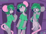 2023 4:3 absurd_res anthro backsack balls big_penis blush blush_lines bottomless cel_shading clothed clothing conditional_dnp covering digital_drawing_(artwork) digital_media_(artwork) emil_(funkybun) erection eyewear foreskin fur genitals girly glans glasses green_clothing green_hair green_shirt green_topwear grey_body grey_fur hair hi_res male mammal mouse murid murine open_mouth penis pink_blush pink_body pink_glans pink_inner_ear pink_nose pink_skin pink_tail pink_tongue portrait rodent shaded shirt shirt_only tail three-quarter_portrait tongue topwear topwear_only whygena