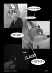 2021 ambiguous_gender anthro biped black_border border buckteeth canid canine clothed clothing comic dialogue disney duo english_text fox foxxj greyscale hi_res holding_object inside judy_hopps key lagomorph leporid male mammal monochrome nick_wilde rabbit red_fox sound_effects speech_bubble teeth text true_fox zootopia