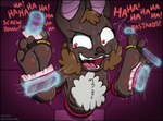 4_toes anthro black_border bodily_fluids border breasts brown_body brown_fur brown_hair brush brushing brushing_feet comb_(brush) crying_laughing dialogue eyelashes fangs feet female fluffy fluffy_chest foot_fetish fur hair hairbrush humanoid_feet laugh nude nude_anthro nude_female open_mouth open_smile pink_inner_ear pink_tongue plantigrade red_eyes restrained smile soles solo submissive submissive_anthro submissive_female sweat tears teeth tickle_fetish tickle_torture tickling tickling_feet tickling_toes toe_restraints toes tongue white_body white_fur caroo matty_(wallyworm) bat mammal colored hi_res
