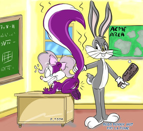 anthro bent_over bodily_fluids butt butt_slap chalkboard classroom classroom_desk clothes_pin corporal_punishment crying duo featureless_crotch female male map nude nude_anthro nude_female nude_male paddle paddling punishment raised_tail reddened_butt school slap smelly smelly_butt spank_marks spank_marks_on_ass spanked_butt spanking spanking_paddle student tail teacher teacher_and_student teacher_on_student tears dee-tee looney_tunes tiny_toon_adventures warner_brothers bugs_bunny fifi_la_fume lagomorph leporid mammal mephitid rabbit skunk