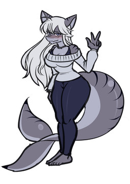 anthro big_breasts big_tail breasts cleavage clothed clothing female jewelry necklace non-mammal_breasts solo tail thick_thighs wide_hips svitlana_litovchenko aquatic fish shark absurd_res hi_res