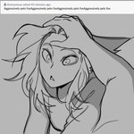 face_pull female headpat humor solo text glacierclear foxtrot_(glacierclear) vanilla_(glacierclear) animal_humanoid canid canid_humanoid canine canine_humanoid fox_humanoid humanoid mammal mammal_humanoid 1:1 2022 absurd_res english_text greyscale hi_res monochrome