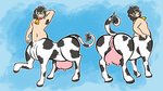 andromorph animal_genitalia butt genitals intersex looking_back nude pose pussy solo teats thick_thighs udders cremacat bovid bovine cattle humanoid_taur mammal taur digital_media_(artwork) flat_colors