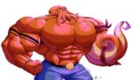 abs anthro belt biceps big_muscles big_pecs bottomwear bracelet clothing huge_pecs jewelry kerchief male muscular muscular_anthro muscular_male pants pecs red_body scar solo tattoo tentacle_hands yongdasom cephalopod coleoid marine mollusk octopodiform octopus