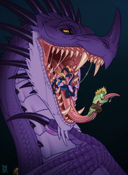 ambiguous_feral ambiguous_gender anthro antlers big_claws black_background black_body black_fur blonde_hair blue_body blue_fur bodily_fluids bottomwear casual_nudity claws clothed clothing dangs dripping extreme_size_difference facial_horn feet feral fur glistening glistening_eyes green_body green_scales group gums hair hand_on_neck horn imminent_vore in_mouth long_claws long_neck looking_down male male_anthro mawplay micro mouth_play mouth_shot multicolored_body multicolored_fur nervous nose_horn nude on_tongue open_mouth pawpads pink_body pink_fur prehensile_feet pupils purple_body purple_scales saliva saliva_drip saliva_on_tongue saliva_string scales sharp_teeth shorts simple_background size_difference slit_pupils spikes spikes_(anatomy) tail tail_around_tongue teeth toes tongue tongue_grab tongue_out tooth_grab topless trio yellow_eyes riorix mythology dragon furred_dragon furred_scalie mythological_creature mythological_scalie scalie 2024 dated hi_res