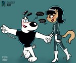 anthro blush dialogue duo eye_contact female hand_holding looking_at_another male walking dangerartec nickelodeon t.u.f.f._puppy dudley_puppy kitty_katswell canid canine canis domestic_cat domestic_dog felid feline felis mammal 6:5 colored hi_res