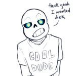 1:1 alternate_universe animated_skeleton anterior_nasal_aperture blue_eyes bone clothing dialogue eli-sin-g_(artist) english_text humanoid male not_furry sans_(undertale) simple_background skeleton solo stated_homosexuality stated_sexuality text undead underswap undertale undertale_(series)