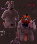 balls bodily_fluids butt clothing foreskin genital_fluids genitals hat headgear headwear humanoid_genitalia humanoid_penis male offscreen_character penis precum purple_eyes red_eyes text top_hat dannabx_art five_nights_at_freddy's five_nights_at_freddy's:_security_breach scottgames steel_wool_studios glamrock_freddy vanny_(fnaf) bear mammal english_text hi_res