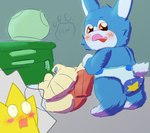 ageplay baby clothed clothing diaper embarrassed fur infantilism padded padding roleplay wearing_diaper young hangyakuneko the_legendary_starfy_(series) bunston starfy lagomorph leporid mammal rabbit hi_res