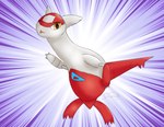 claws female feral fur generation_3_pokemon hi_res latias legendary_pokemon nintendo pokemon pokemon_(species) red_body signature stellaamoris white_body wings yellow_eyes