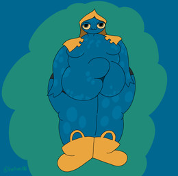 anthro front_view male obese overweight overweight_male solo standing thick_thighs treetrunks00 squibbly_(fortnite) aquatic cephalopod coleoid decapodiform mollusk squid absurd_res hi_res
