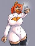 anthro big_breasts big_butt boots breasts butt cleavage cleavage_cutout clothed clothing curvy_figure cutout dress electronics female footwear hair jumper keyhole_turtleneck legwear one_eye_closed paws phone selfie shoes short_dress solo sweater thigh_boots thigh_highs topwear turtleneck voluptuous wide_hips window wink thebigbadwolf01 natasha_rand canid canine canis domestic_dog mammal