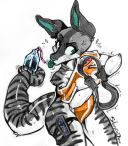 anthro bodily_fluids bottle clothing container controller exercise female game_controller leotard nintendo_controller solo sweat tongue tongue_out wii_remote workout kittora slurpiedoo nintendo ring_fit_adventure wii elivia kangaroo macropod mammal marsupial