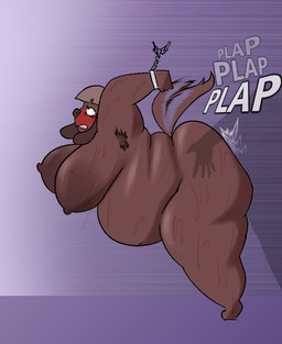 anthro areola armpit_tuft bdsm belly big_areola big_butt blush bodily_fluids body_hair bondage bound breasts brown_body brown_fur butt captured chain chained_cuffs cuff_(restraint) duo faceless_character faceless_male female female_focus female_penetrated from_behind_position fur handcuffs hanging_by_arms huge_areola huge_butt male male/female male_penetrating male_penetrating_female mature_anthro mature_female metal_cuffs nipples obese obese_anthro obese_female overweight overweight_anthro overweight_female penetration plap restraints sagging_breasts sex shadowy_figure solo_focus suspension suspension_bondage sweat tail tail_motion tailwag teeth text thick_thighs oxkingky dorothy_b_hound canid canine canis domestic_dog mammal 2025 comic english_text