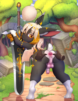 anal anal_penetration anus backsack balls bedroom_eyes bent_over black_body black_fur bodily_fluids butt disembodied_hand disembodied_tongue duo femboy flaccid foreskin forest fur genitals golden_markings hair leaning leaning_forward leg_markings long_hair looking_back male male/male markings melee_weapon membrane_(anatomy) membranous_wings narrowed_eyes oral penetration penis perineum plant presenting presenting_hindquarters raised_tail rimming rimming_male saliva seductive sex socks_(marking) solo_focus spread_butt spreading star_(marking) sword tail tongue tree weapon white_body white_fur white_hair white_wings wings yellow_eyes dankflank final_fantasy square_enix felix_(moogle) mammal moogle absurd_res hi_res