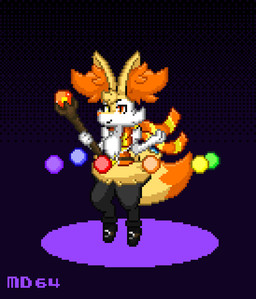 anthro male solo megadriver64 nintendo pokemon aaron_akio braixen generation_6_pokemon pokemon_(species) animated animated_gif short_playtime