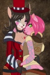 alternative_fashion anthro big_breasts breasts clothing cosplay drag_(fashion) duo female green_eyes grey_eyes hat headgear headwear heart_symbol j-fashion makeup one_eye_closed ouji_(fashion) steampunk tattoo wink spazzykoneko 2k_games borderlands chimangetsu jenevive_(chimangetsu) lilith_(borderlands) mad_moxxi mattie_(chimangetsu) canid canine mammal naked_mole-rat raccoon_dog rodent tanuki digital_media_(artwork) hi_res daughter_(lore) mother_(lore) mother_and_child_(lore) mother_and_daughter_(lore) parent_(lore) parent_and_child_(lore) parent_and_daughter_(lore)