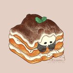 biped black_body black_nose blush chibi feral food lying micro simple_background tiramisu_(food) white_body shirokumani bear giant_panda mammal 1:1 2021 hi_res