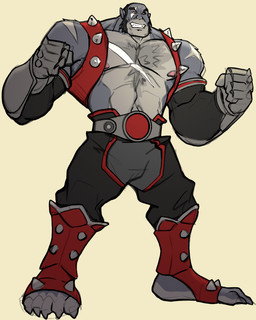 anthro bald barazoku bottomwear chest_scar clothing facial_hair flexing leather leather_bottomwear leather_clothing leather_pants looking_at_viewer male muscular muscular_anthro muscular_male pants scar simple_background studs white_background rickleone thundercats thundercats_2011 panthro felid mammal 4:5 hi_res