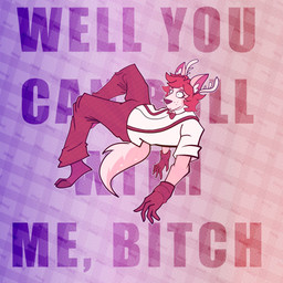 5_fingers anthro antlers bottomwear bow_tie bright_colors brown_bottomwear brown_bow_tie brown_clothing brown_hair brown_pants clothing collared_shirt confusion countershade_face countershading deer_ears dress_shirt eyelashes fingers floating geometric_background gloves gradient_background grid_background hair handwear hooves horn male pants pattern_background profanity scut_tail shirt short_sleeves short_tail simple_background solo suspenders tail text topwear white_clothing white_shirt white_topwear jazzydeetective jazz_(jazzydeetective) deer mammal new_world_deer white-tailed_deer english_text hi_res