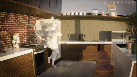 anthro appliance banana beverage big_breasts biped bowl breasts butt casual_nudity chair coffee coffee_cup container cup dish female female_anthro food fruit fur furniture glass glass_container glass_cup grape hair kitchen morning mug nipples nude orange_(fruit) pear plant solo steam stove tail white_body white_fur zaryk90 warfaremachine_(modeler) officer_flint_(foresttherotten) warfare_flint mammal murid murine rat rodent 16:9 3d_(artwork) blender_(artwork) blender_cycles_(artwork) digital_media_(artwork) hi_res widescreen