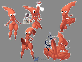 anthro balls beak big_balls big_penis ejaculation genitals heart_symbol hearts_around_penis huge_balls huge_penis ink ink_splatter male onomatopoeia oral oral_penetration penetration penis red_body saggy_balls shortstack solo sound_effects tentacle_in_mouth tentacle_penetration tentacles text vein veiny_penis wide_hips thelordjoshua1 nameless_character animal_humanoid aquatic aquatic_humanoid cephalopod cephalopod_humanoid coleoid decapodiform humanoid mollusk mollusk_humanoid squid squid_humanoid 4:3 absurd_res hi_res multiple_scenes
