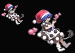 blue_eyes blue_hair book christmas_clothing christmas_headwear clothed clothing dress female footwear hair hat headgear headwear holidays legwear open_mouth santa_hat socks solo tail tail_tuft tuft takorin christmas touhou doremy_sweet animal_humanoid humanoid mammal digital_media_(artwork) pixel_(artwork)