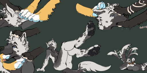 anthro arms_tied bdsm black_body black_fur black_pawpads blue_pawpads bodily_fluids bound breasts claws digitigrade dominant dominant_anthro dominant_female dominant_male dripping feet female fluffy_fur foot_fetish foot_focus foot_grab foot_lick foot_on_back foot_on_face foot_on_head foot_on_mouth fur group hindpaw leg_tattoo licking male male/female male/male orange_body orange_fur pawpads paws petplay pink_pawpads pinned pinned_by_foot roleplay saliva saliva_drip slave step_pose stepped_on stepping_on_face stepping_on_head tail tail_motion tailwag tattoo toes tongue tongue_between_toes trampled trampling trio white_body white_fur yellow_body yellow_fur lockheed_martini mats_(glasnir) nira_(glasnir) tuskjumps canid canine canis domestic_dog fox mammal maned_wolf absurd_res hi_res
