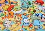 2022 3_fingers 3_toes 5_fingers ambiguous_gender arm_markings avian beak biped black_eyes blue_body blue_eyes blue_feathers blue_markings book bowl brown_ears brown_tail bulb bulbasaur candy card charmander chesto_berry chibi chimchar choice_specs claws clefairy container crayon cute_fangs daww dessert detailed_background digital_media_(artwork) dipstick_ears elemental_creature eyes_closed facial_markings facial_tuft fangs feathers feet fingers fire flaming_tail floor flora_fauna food frill_(anatomy) fruit fur generation_1_pokemon generation_4_pokemon generation_8_pokemon gloves_(marking) grookey group happy head_crest head_frill head_leaf head_markings holding_object inside lagomorph leftovers leg_markings mammal markings multicolored_body multicolored_ears multicolored_feathers multicolored_fur musical_instrument nintendo official_art one_eye_closed open_mouth open_smile oran_berry orange_body orange_fur percussion_instrument pikachu piplup plant playing playing_card plushie pokemon pokemon_(species) pokemon_berry primate pupils quadruped rare_candy red_eyes red_markings scalie scorbunny shaded shadow shell simple_shading sitrus_berry small_claws small_nose smile sobble socks_(marking) squirtle standing starter_trio substitute_doll tail tan_markings teeth tile tile_floor toe_claws toes tongue toothy_grin toy tuft turtwig unknown_artist vines white_body white_claws white_feathers white_fur white_pupils wiki_berry winged_arms wings wink xylophone yellow_beak yellow_inner_ear yellow_markings
