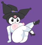 anthro big_breasts breasts clothing female footwear hat headgear headwear high_heels huge_breasts nude shoes smug smug_face solo thick_thighs witch_hat savagensfw onegai_my_melody sanrio kuromi demon