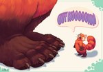 anthro claws dialogue duo extreme_size_difference feet female foot_focus fur macro nude pawpads red_body red_fur size_difference speech_bubble text toe_claws teaselbone disney pixar turning_red meilin_lee_(turning_red) ming_lee_(turning_red) ailurid mammal red_panda 2023 english_text hi_res signature daughter_(lore) mother_(lore) mother_and_child_(lore) mother_and_daughter_(lore) parent_(lore) parent_and_child_(lore) parent_and_daughter_(lore)