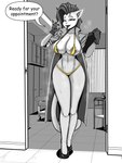 5_fingers anthro areola areola_slip arms_bent asking asking_viewer barely_contained barely_contained_breasts bedroom_eyes big_areola big_breasts big_eyes big_iris bikini biped black_text bodily_fluids breasts cabinet ceiling clipboard clothed clothed_anthro clothed_female clothing coat collarbone countershade_face countershade_fur countershade_torso countershading curved_eyebrows dialogue doctor eyebrows eyelashes fellatio_gesture female fingers floor footwear fur gesture glistening glistening_areola glistening_eyes glistening_hair glistening_tongue gloves gold_bikini gold_clothing gold_swimwear hair half-closed_eyes handwear high_heels holding_clipboard holding_object huge_areola huge_breasts humanoid_hands ineffective_clothing inner_ear_fluff inside internal_wall iris lab_coat legs_together locker long_eyelashes long_legs looking_at_viewer medium_hair motion_lines motion_outline musk musk_clouds narrowed_eyes navel open_clothing open_coat open_lab_coat open_mouth open_topwear outline plantigrade pointy_ears prick_ears pupils seductive shadow shoes sidecut skimpy skimpy_bikini skimpy_swimwear smile solo speech_bubble standing suggestive suggestive_gesture sweat sweaty_body sweaty_breasts sweaty_face sweaty_legs swimwear tail talking_to_viewer teeth text three-quarter_view tile tile_floor tongue tongue_out topwear tuft two-piece_swimsuit wall_(structure) white_outline wide_hipped_anthro wide_hipped_female wide_hips yes-no_question callmewritefag golden_week super_fuck_friends monique_pussycat domestic_cat felid feline felis mammal 2025 digital_drawing_(artwork) digital_media_(artwork) english_text greyscale hi_res monochrome shaded spot_color