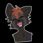 1:1 ailurid alpha_channel anthro big_ears dark_body dark_fur eyes_closed fur hair happy male mammal razumi red_hair red_panda riffen simple_background smile solo sticker teeth transparent_background