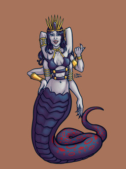 5_fingers apode bangle_bracelet beckoning black_body black_hair black_scales breasts cleavage clothed clothing crop_top crown fangs female fingers gesture gold_(metal) gold_jewelry grey_body grey_skin hair hand_on_hip hands_behind_head headgear jewelry legless lips long_hair multi_arm multi_limb naga_queen_(heroes_of_might_and_magic_3) nails partially_clothed pose posing_for_the_viewer queen red_body red_lips red_scales royalty scales serpentine sharp_nails shaved_armpit shirt skinny smile smiling_at_viewer solo teeth teratophilia topwear fanggoblin heroes_of_might_and_magic_3 ubisoft draconcopode naga colored detailed digital_drawing_(artwork) digital_media_(artwork) hi_res pinup shaded