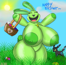 anthro areola basket big_breasts breasts container cotton_tail duo easter_basket easter_egg eyes_closed female feral grass holiday_message holidays huge_breasts jewelry male male/female necklace necklace_only nipples nude outside plant plushie short_tail sky standing stitch_(sewing) sun tail thick_thighs thestardergfox easter mob_entertainment nintendo pokemon poppy_playtime smiling_critters hoppy_hopscotch animate_inanimate critters_(poppy_playtime) eeveelution generation_2_pokemon lagomorph leporid living_plushie mammal pokemon_(species) rabbit shiny_pokemon umbreon