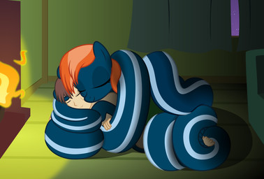 apode coiling cuddling duo female fire fireplace legless lying male serpentine sleeping split_form badumsquish hasbro my_little_pony anon fan_character generic_messy_hair_anime_anon kalianne draconcopode equid equine horse human hybrid lamia mammal pony reptile scalie snake 2016 absurd_res hi_res