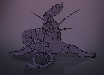 big_butt butt female flexible looking_at_viewer looking_back looking_back_at_viewer pose rear_view simple_background solo splits spread_legs spreading tail thick_thighs makar-ro alien_(franchise) black_betty_(meme) alien humanoid xenomorph absurd_res hi_res meme