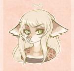 anthro facial_piercing female fur hair looking_at_viewer nose_piercing piercing solo teeth towel nanokyuu canid canine mammal